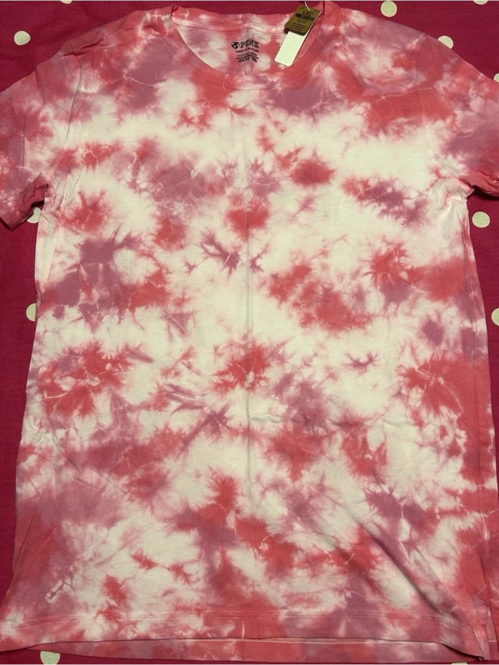 PINK Victoria's Secret Pink & White Tie-Dye Short Sleeve Tee